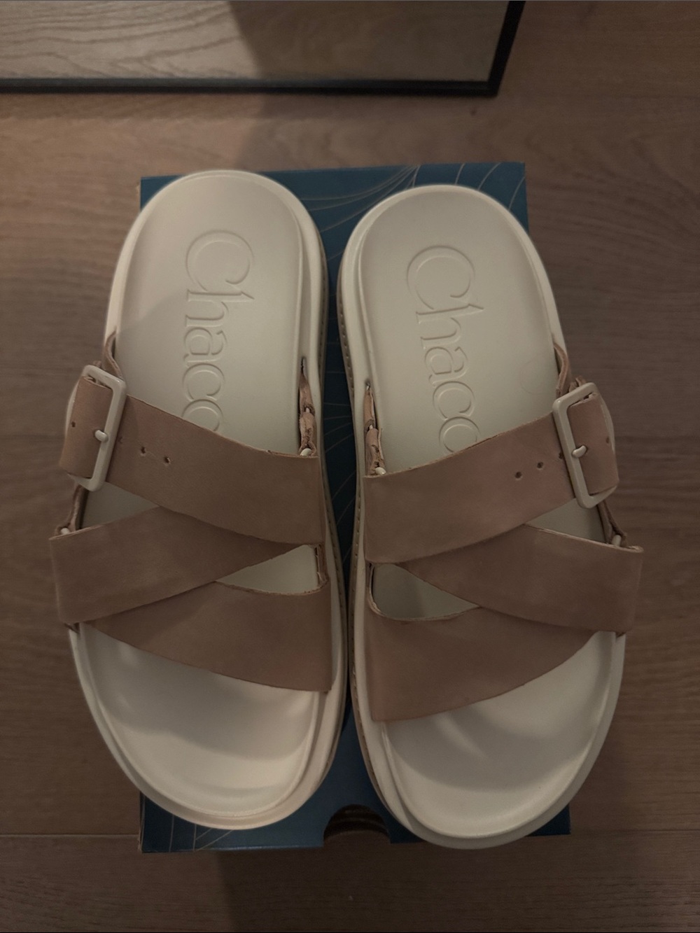 Chaco Women's Beige Crisscross Buckle Slide Sandal